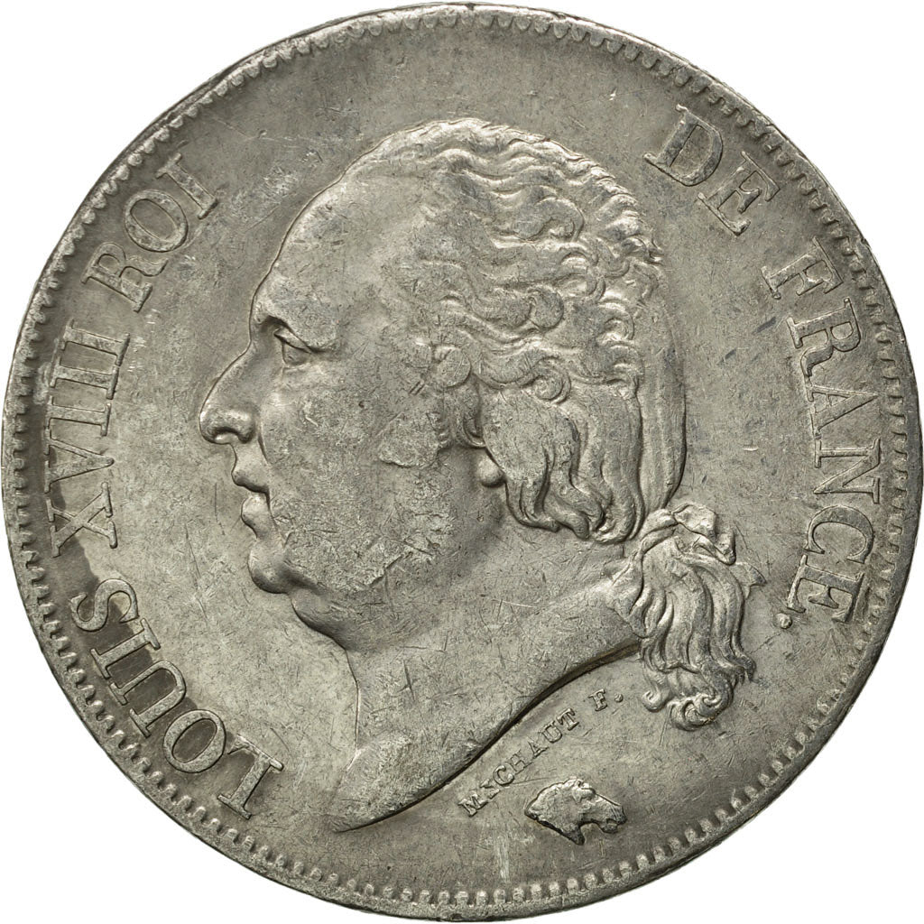 France, Louis XVIII, 5 Francs, 1823, Paris, EF(40-45), Silver, KM 711.1