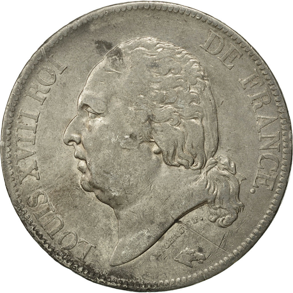 France, Louis XVIII, 5 Francs, 1816, Paris, VF(30-35), Silver, KM 711.1