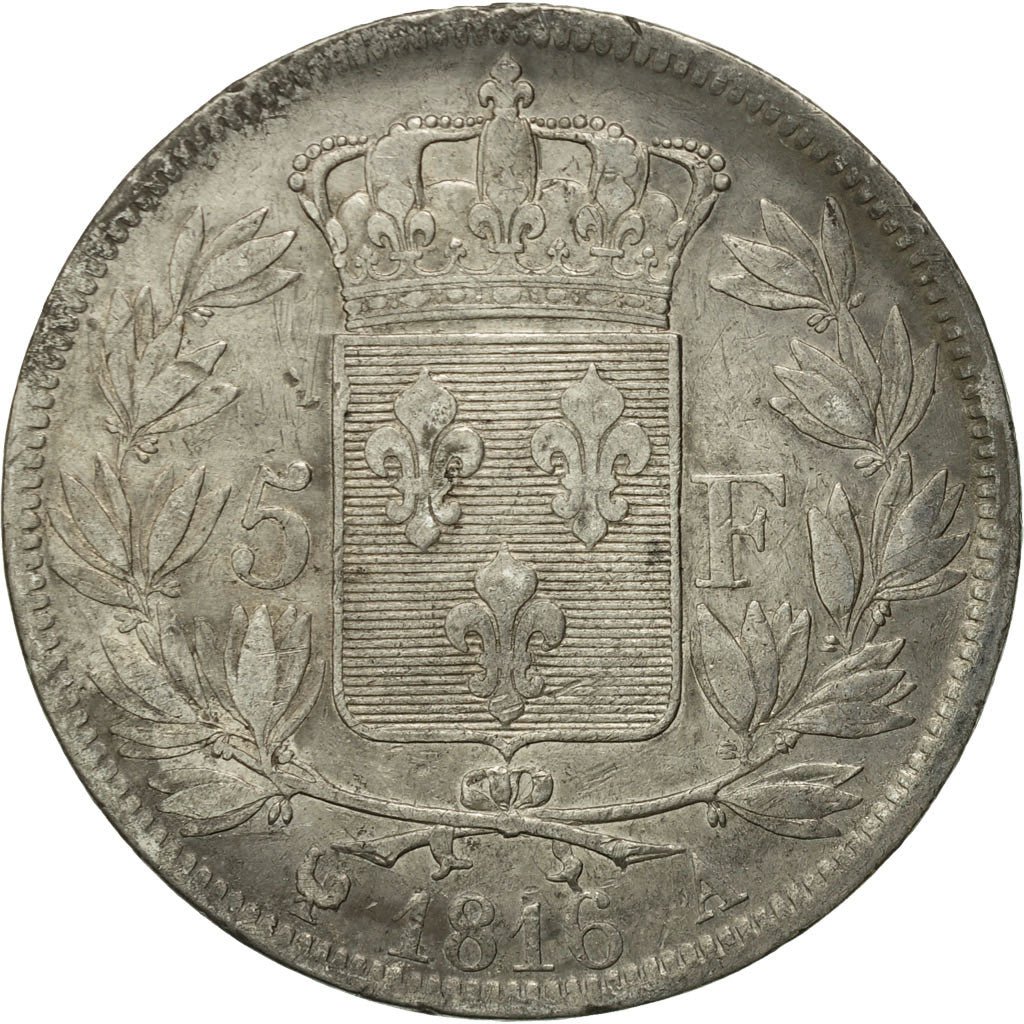 France, Louis XVIII, 5 Francs, 1816, Paris, VF(30-35), Silver, KM 711.1