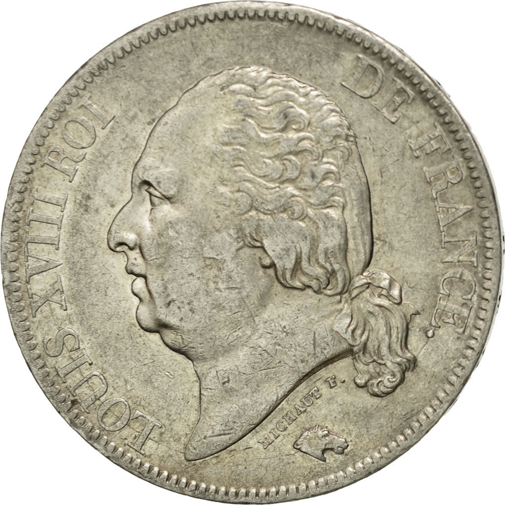 Coin, France, Louis XVIII, Louis XVIII, 5 Francs, 1820, Rouen, VF(30-35)