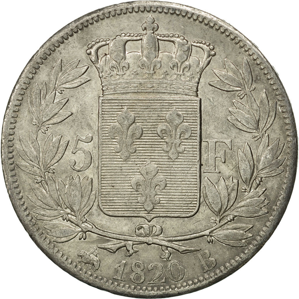 Coin, France, Louis XVIII, Louis XVIII, 5 Francs, 1820, Rouen, VF(30-35)