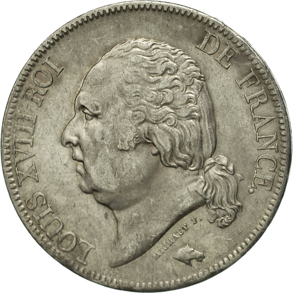 Coin, France, Louis XVIII, Louis XVIII, 5 Francs, 1824, Lille, EF(40-45)