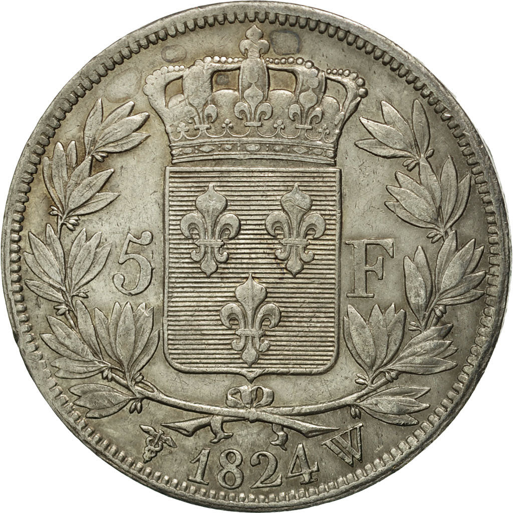 Coin, France, Louis XVIII, Louis XVIII, 5 Francs, 1824, Lille, EF(40-45)