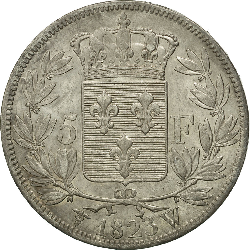 France, Louis XVIII, 5 Francs, 1823, Lille, EF(40-45), Silver, KM 711.13