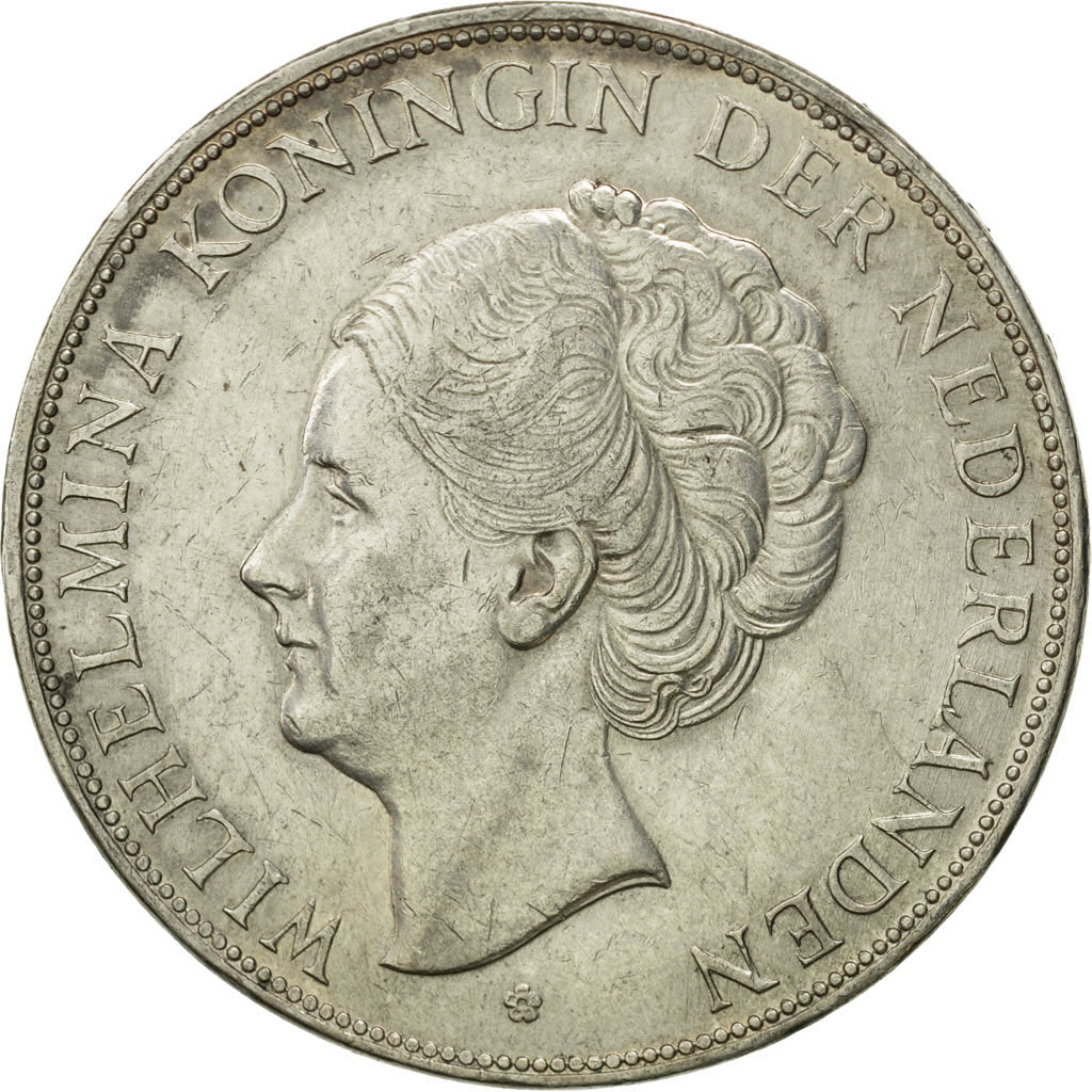 Coin, Netherlands, Wilhelmina I, 2-1/2 Gulden, 1930, AU(50-53), Silver, KM:165
