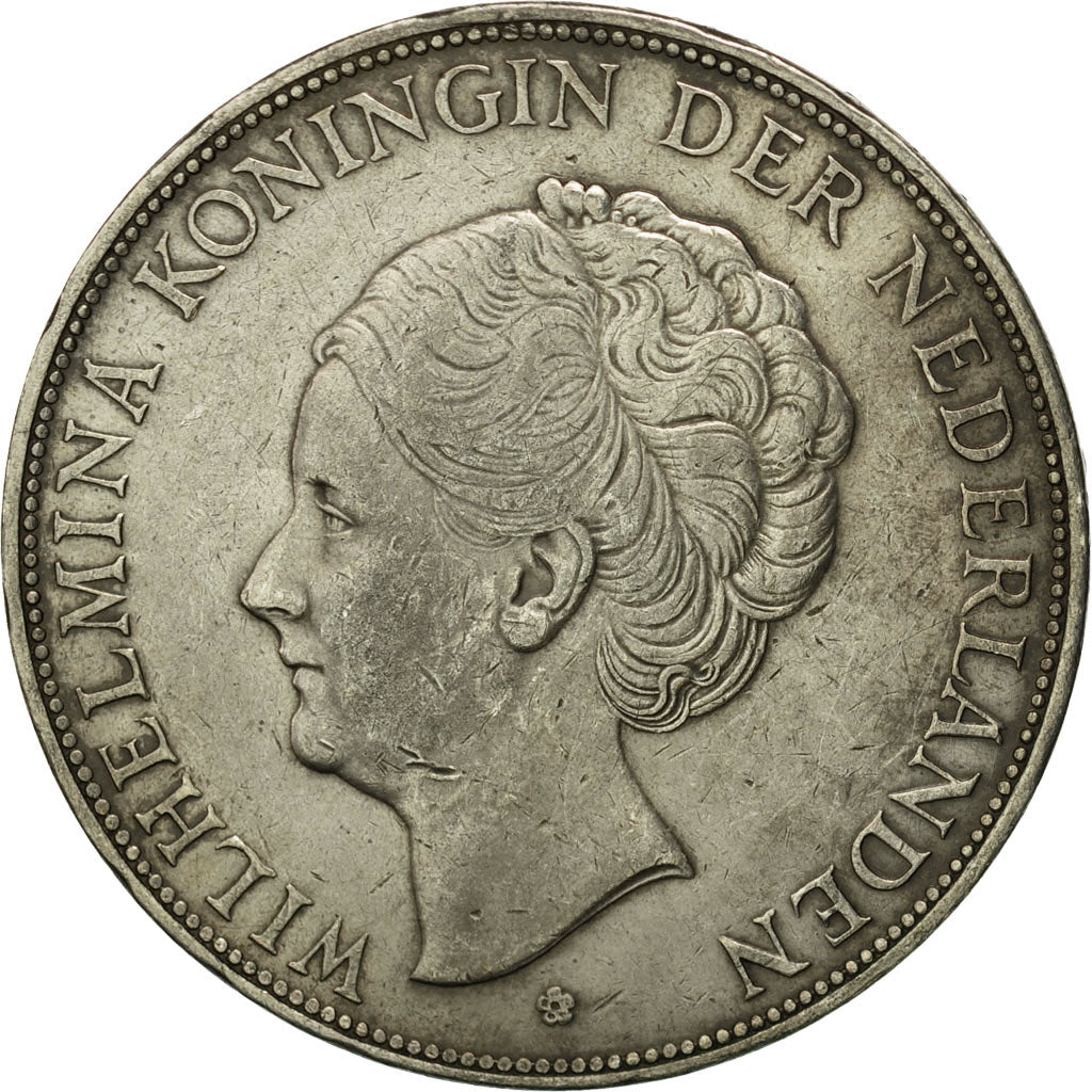 Coin, Netherlands, Wilhelmina I, 2-1/2 Gulden, 1929, EF(40-45), Silver, KM:165