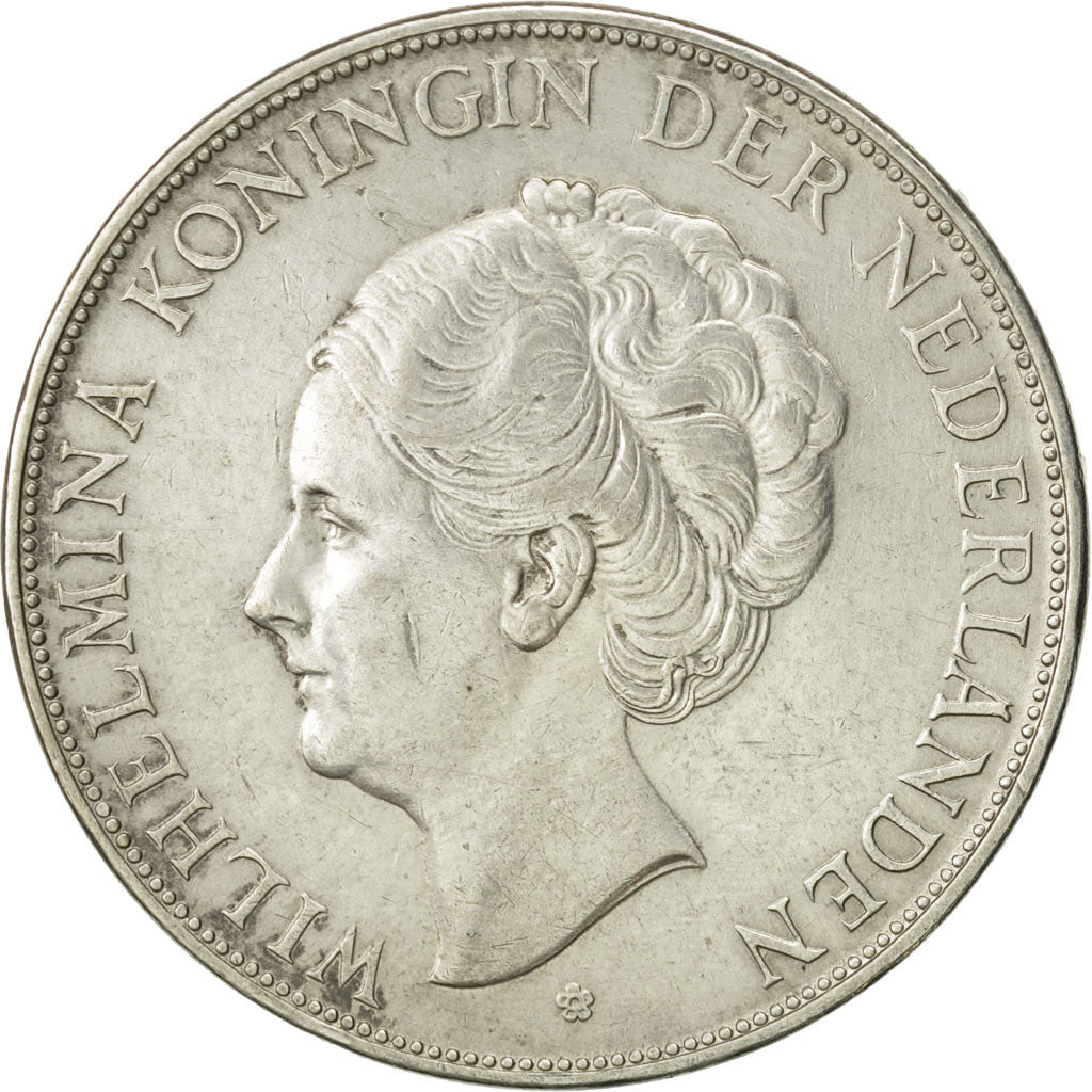 Netherlands, Wilhelmina I, 2-1/2 Gulden, 1938, AU(50-53), Silver, KM:165