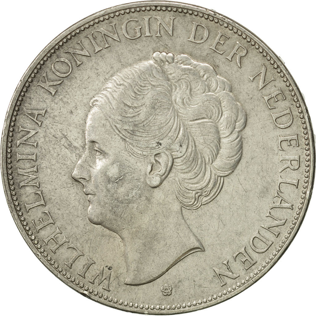 Netherlands, Wilhelmina I, 2-1/2 Gulden, 1938, EF(40-45), Silver, KM:165