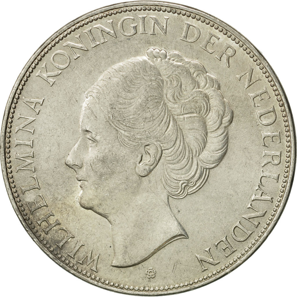 Netherlands, Wilhelmina I, 2-1/2 Gulden, 1939, AU(50-53), Silver, KM:165