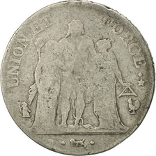 France, Union et Force, 5 Francs, 1797, Paris, F(12-15), Silver, KM:639.1