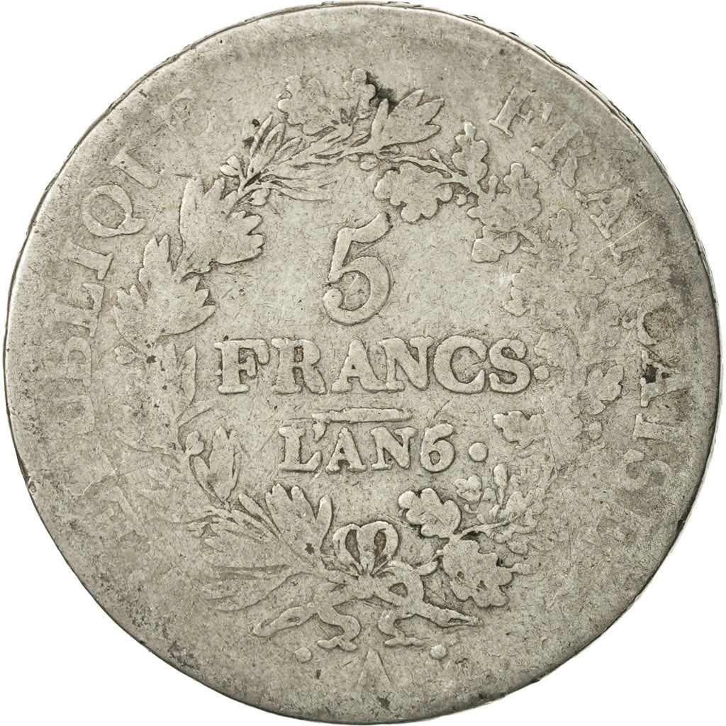 France, Union et Force, 5 Francs, 1797, Paris, F(12-15), Silver, KM:639.1