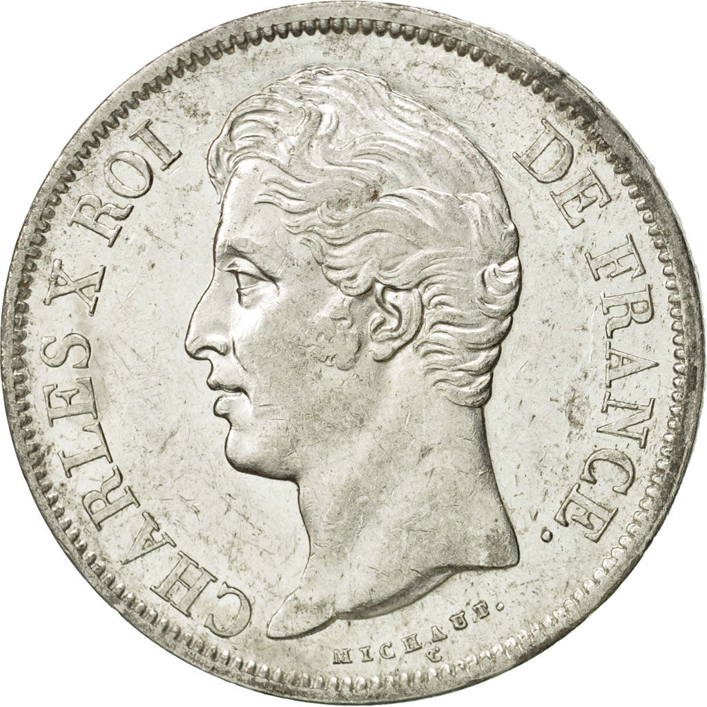 Moneda, Francia, Charles X, 5 Francs, 1830, Lille, MBC+, Plata, KM:728.13