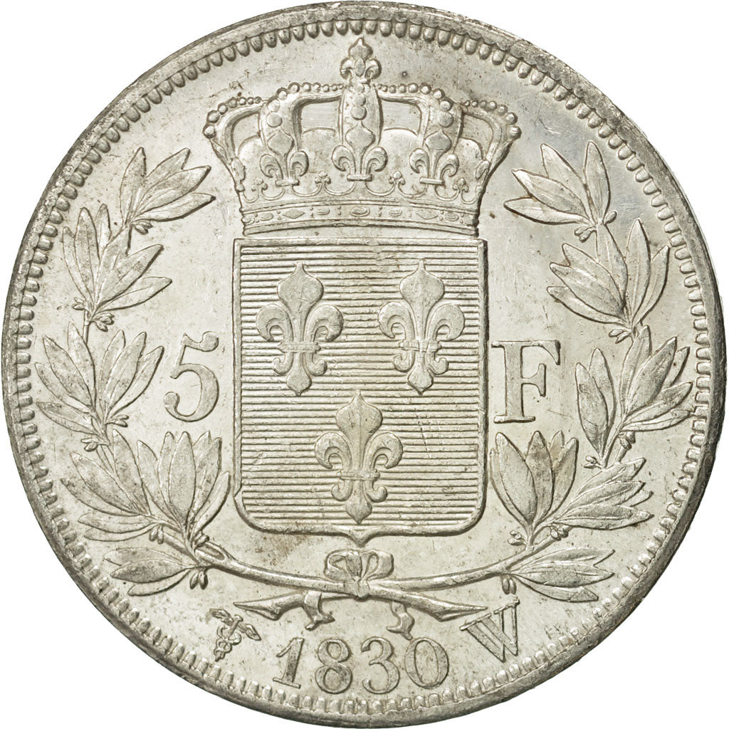 Moneda, Francia, Charles X, 5 Francs, 1830, Lille, MBC+, Plata, KM:728.13
