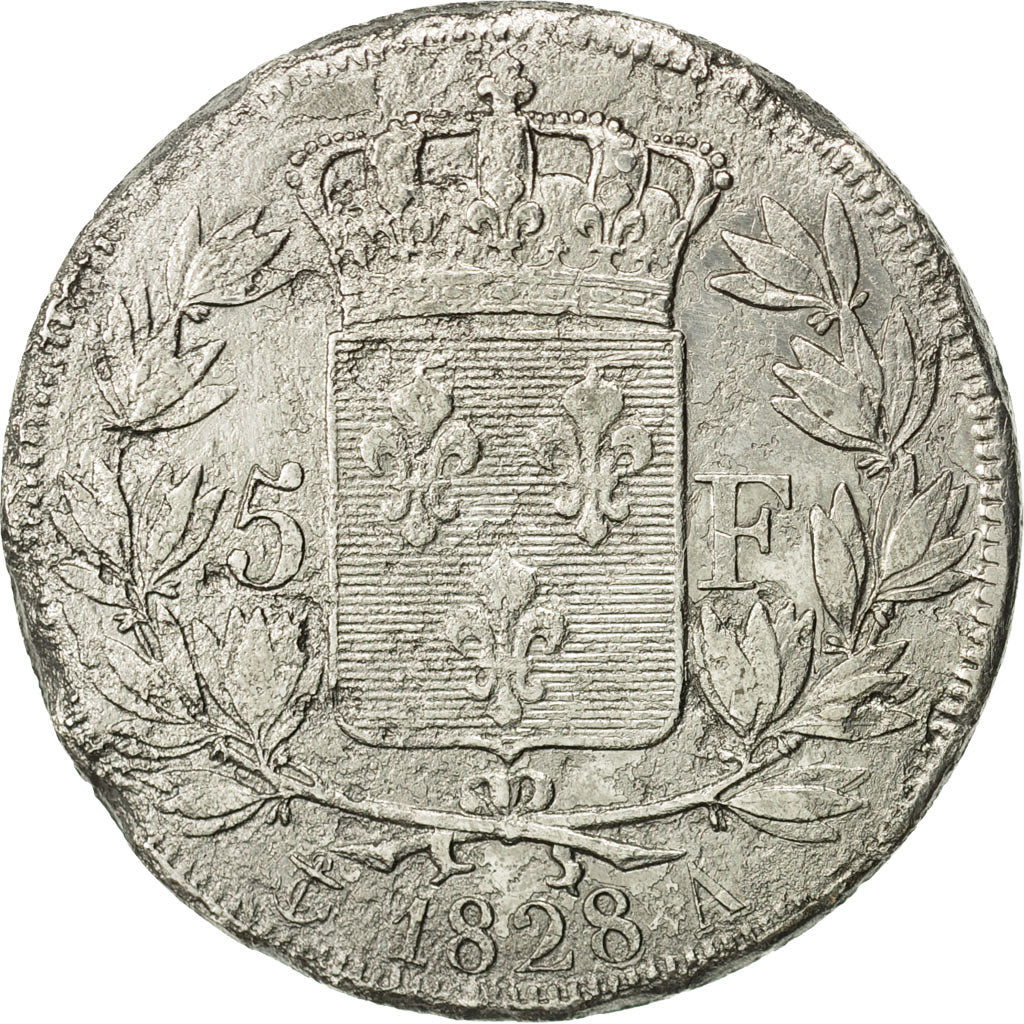 France, Charles X, 5 Francs, 1828, Paris, F(12-15), Silver, KM:728.1