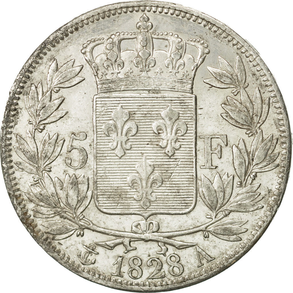 France, Charles X, 5 Francs, 1828, Paris, EF(40-45), Silver, KM:728.1