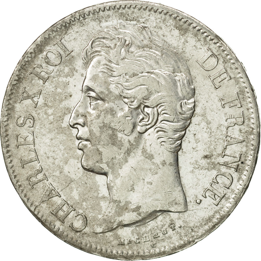 France, Charles X, 5 Francs, 1827, Lille, TTB, Argent, KM:728.13, Gadoury:644