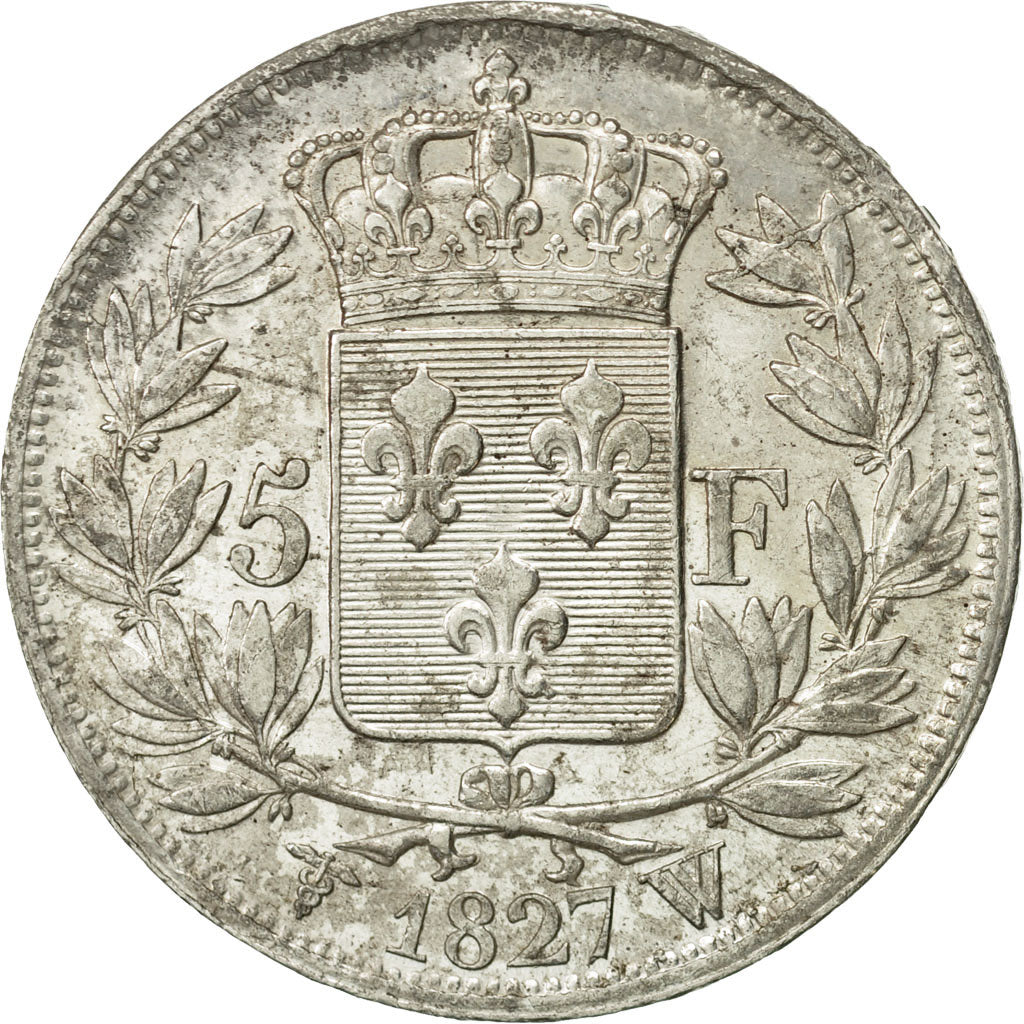 France, Charles X, 5 Francs, 1827, Lille, TTB, Argent, KM:728.13, Gadoury:644