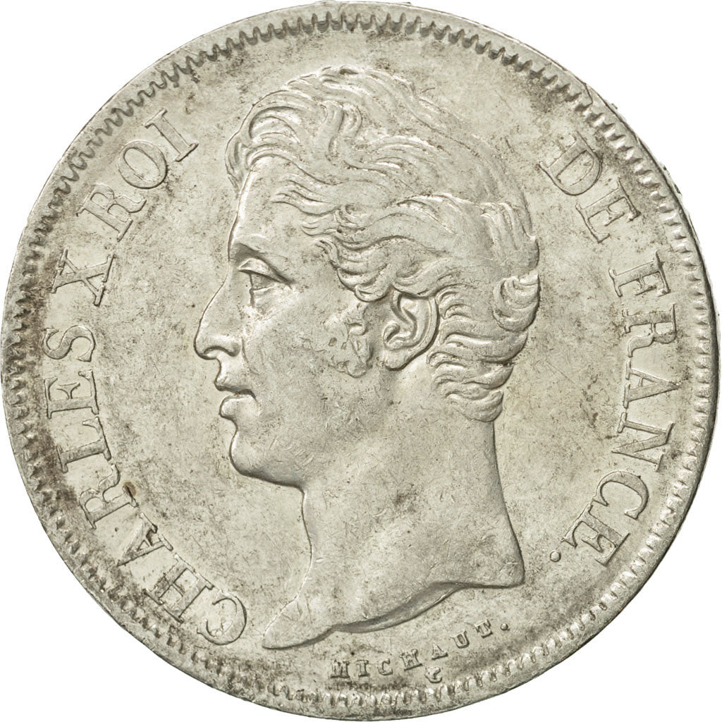 France, Charles X, 5 Francs, 1827, Lille, EF(40-45), Silver, KM:728.13