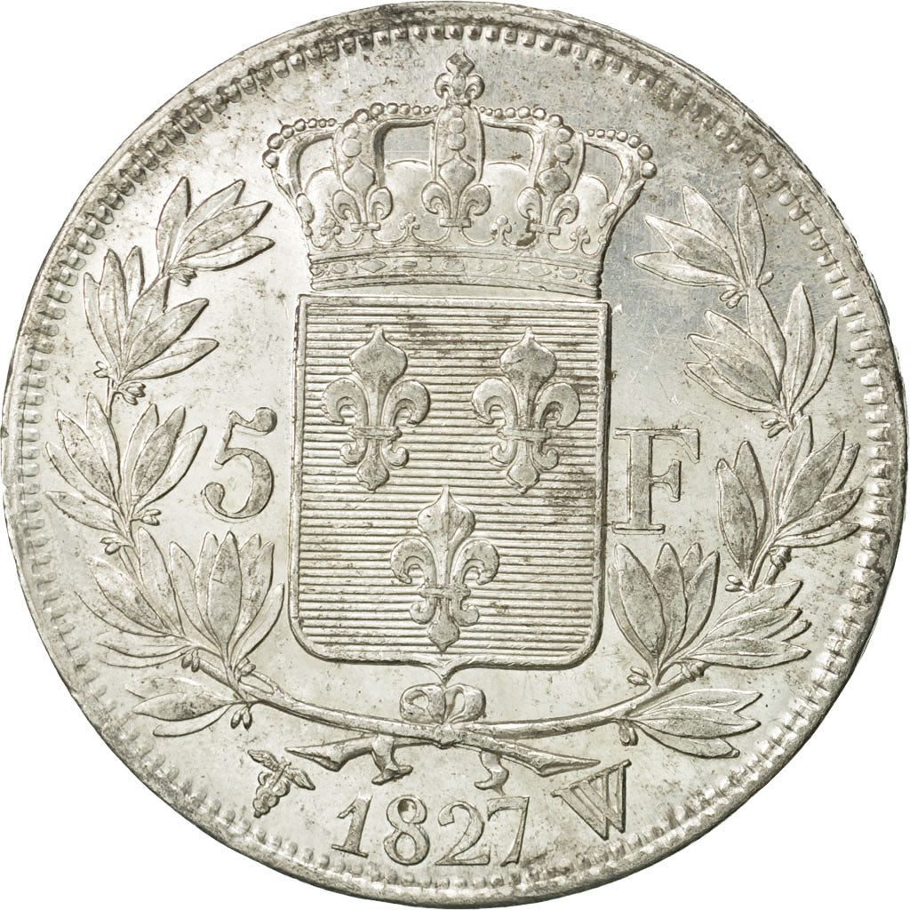 France, Charles X, 5 Francs, 1827, Lille, EF(40-45), Silver, KM:728.13