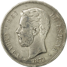 Spain, Amadeao I, 5 Pesetas, 1871, Madrid, VF(30-35), Silver, KM:666
