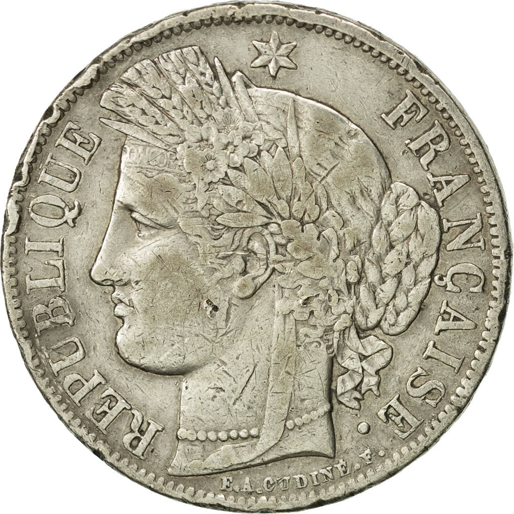 Coin, France, Cérès, 5 Francs, 1849, Strasbourg, VF(20-25), Silver, KM:761.2