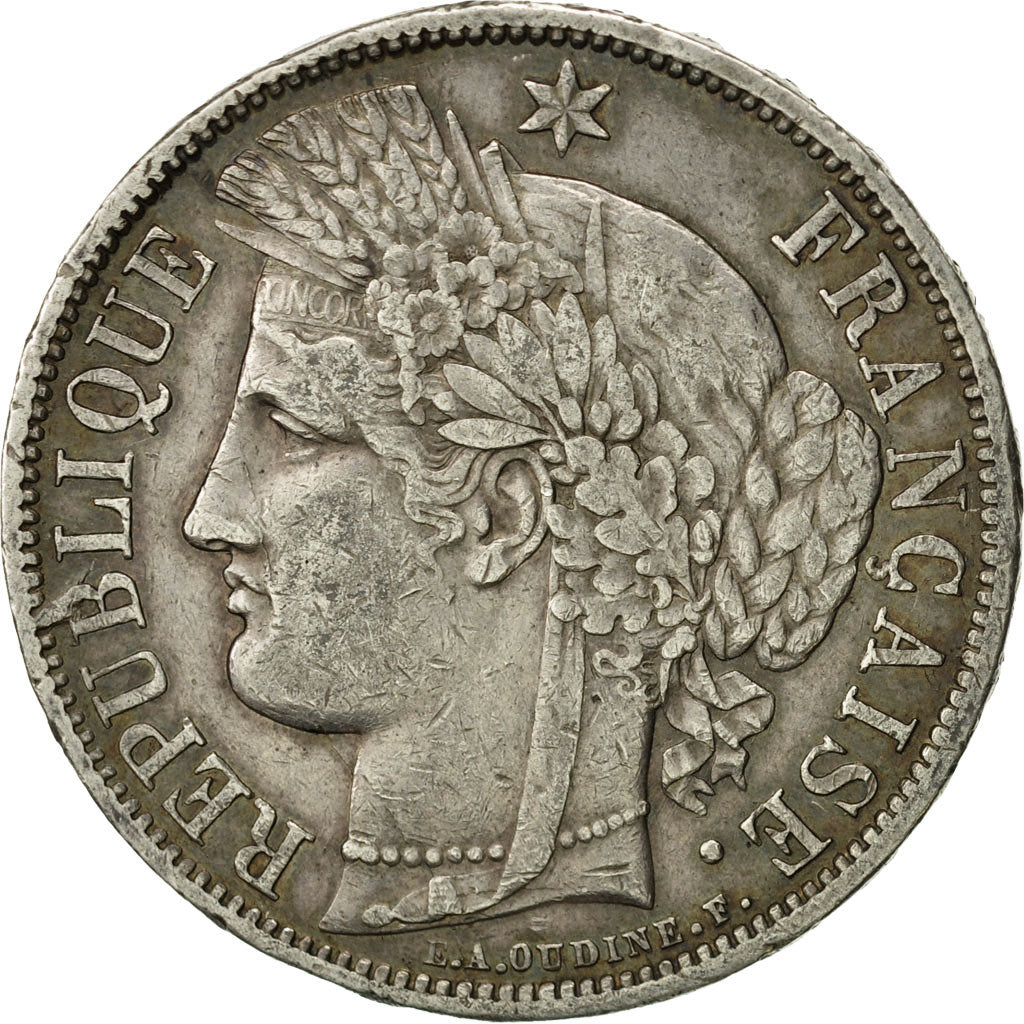 Munten, Frankrijk, Cérès, 5 Francs, 1870, Bordeaux, FR+, Zilver, KM:818.2