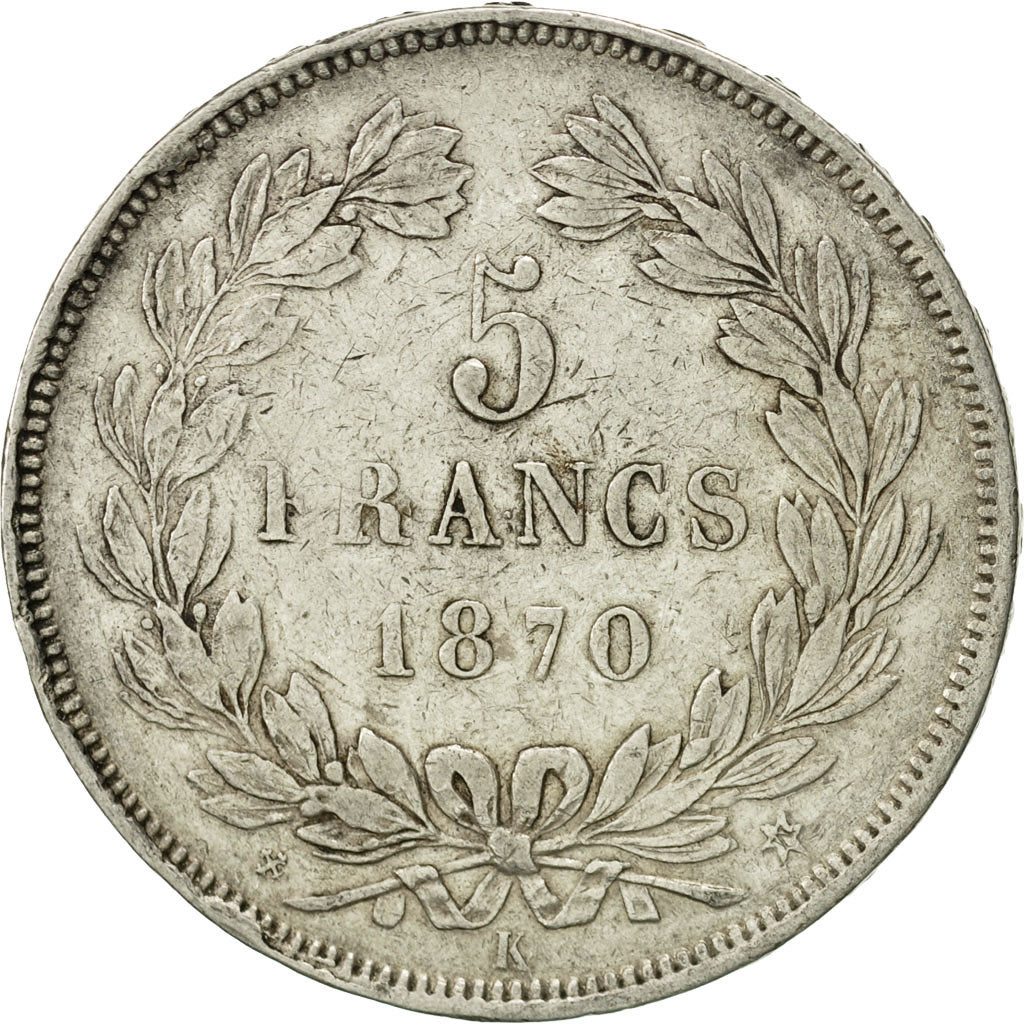 Coin, France, Cérès, 5 Francs, 1870, Bordeaux, EF(40-45), Silver, KM:818.2