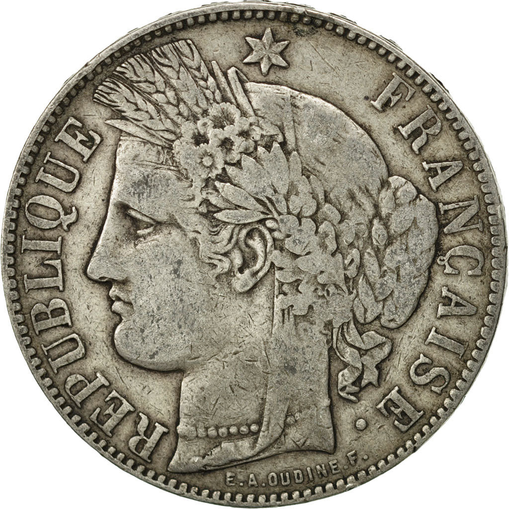 France, Cérès, 5 Francs, 1871, Bordeaux, TB+, Argent, KM:818.2, Gadoury:742