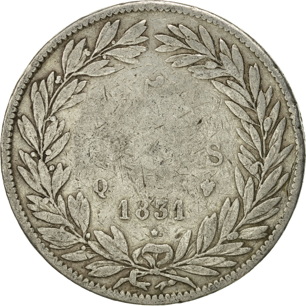 Coin, France, Louis-Philippe, 5 Francs, 1831, Perpignan, F(12-15), Silver