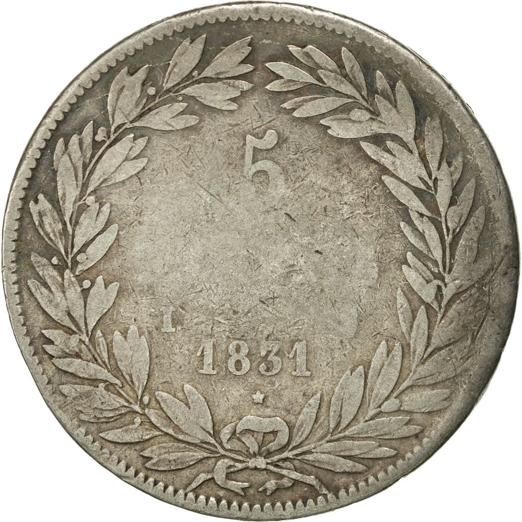Moneta, Francia, Louis-Philippe, 5 Francs, 1831, Limoges, B+, Argento, KM:735.6