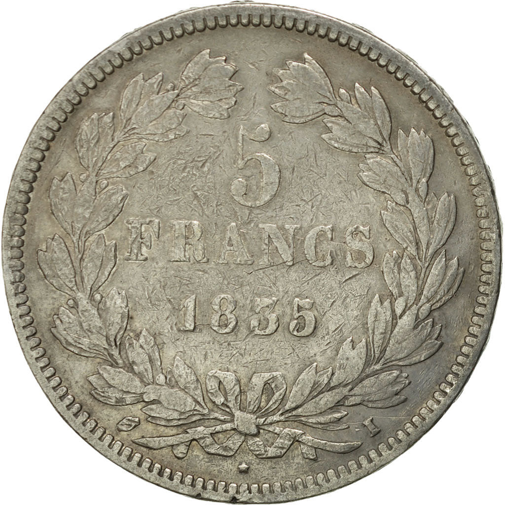 Moneta, Francia, Louis-Philippe, 5 Francs, 1835, Limoges, MB, Argento, KM:749.6