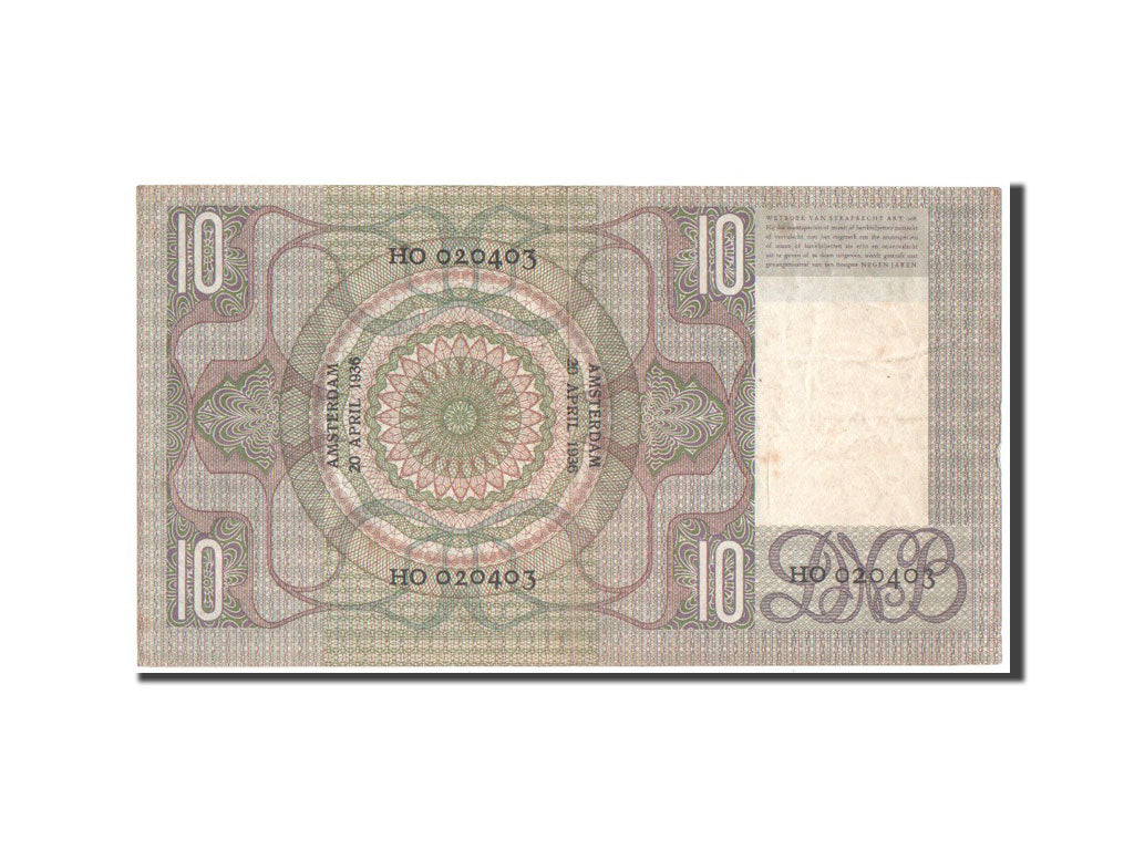 Netherlands, 10 Gulden, 1936, KM #49, EF(40-45), HO