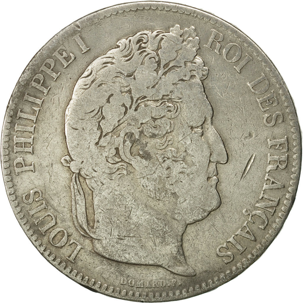 Moneta, Francia, Louis-Philippe, 5 Francs, 1835, Toulouse, MB, Argento