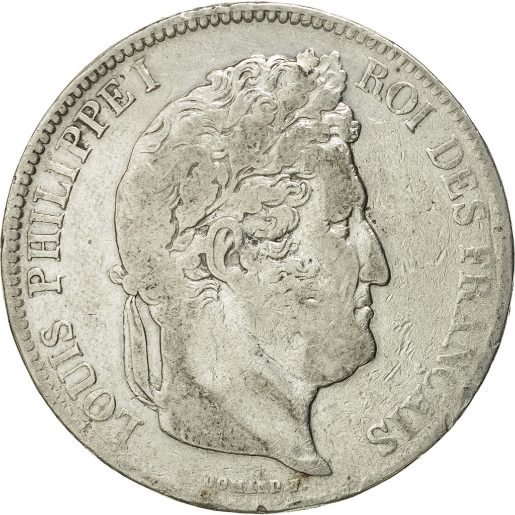 Moneda, Francia, Louis-Philippe, 5 Francs, 1839, Lyon, BC+, Plata, KM:749.4