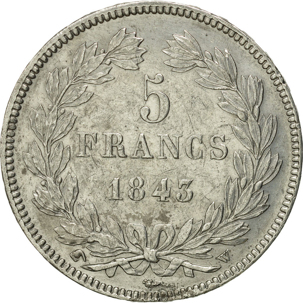Coin, France, Louis-Philippe, 5 Francs, 1843, Lille, AU(50-53), Silver