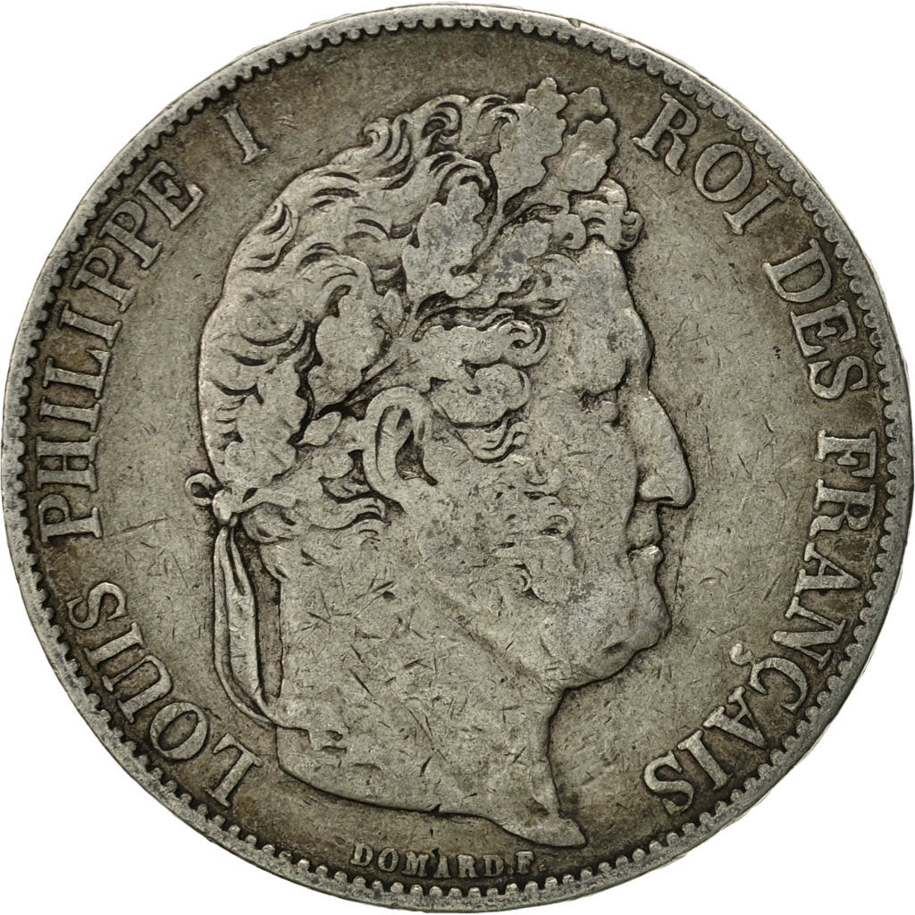 Coin, France, Louis-Philippe, 5 Francs, 1844, Rouen, VF(30-35), Silver