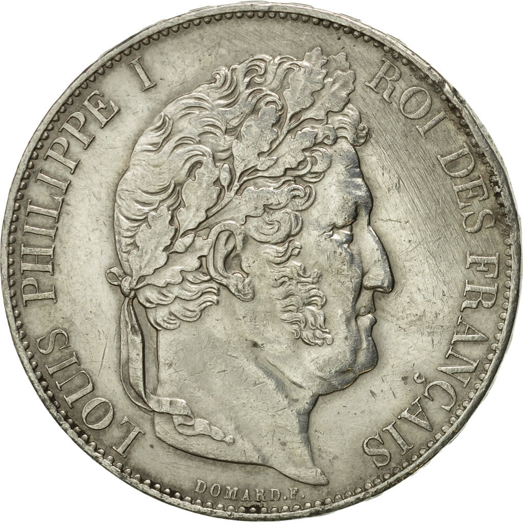 Moneta, Francia, Louis-Philippe, 5 Francs, 1844, Rouen, BB, Argento, KM:749.2
