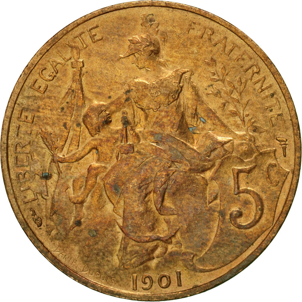 Coin, France, Dupuis, 5 Centimes, 1901, Paris, AU(55-58), Bronze, KM:842
