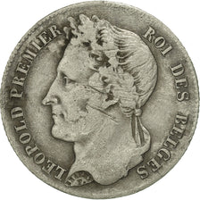 Münze, Belgien, Leopold I, 1/2 Franc, 1834, S+, Silber, KM:6