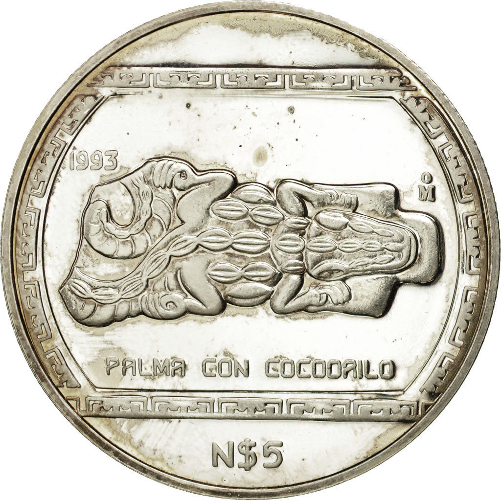 Coin, Mexico, 5 Nuevo Pesos, 1993, Mexico City, MS(63), Silver, KM:582