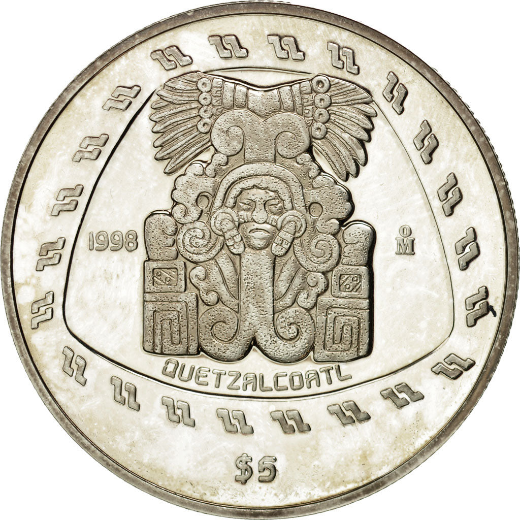 Mexico, 5 Pesos, 1998, Mexico City, MS(63), Silver, KM:665