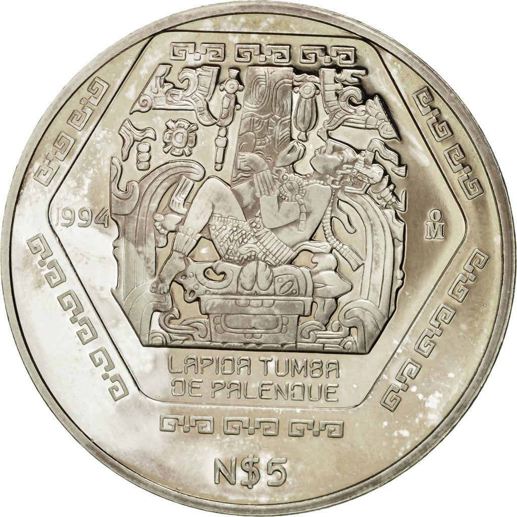 Mexico, 5 Nuevo Pesos, 1994, Mexico City, MS(63), Silver, KM:575