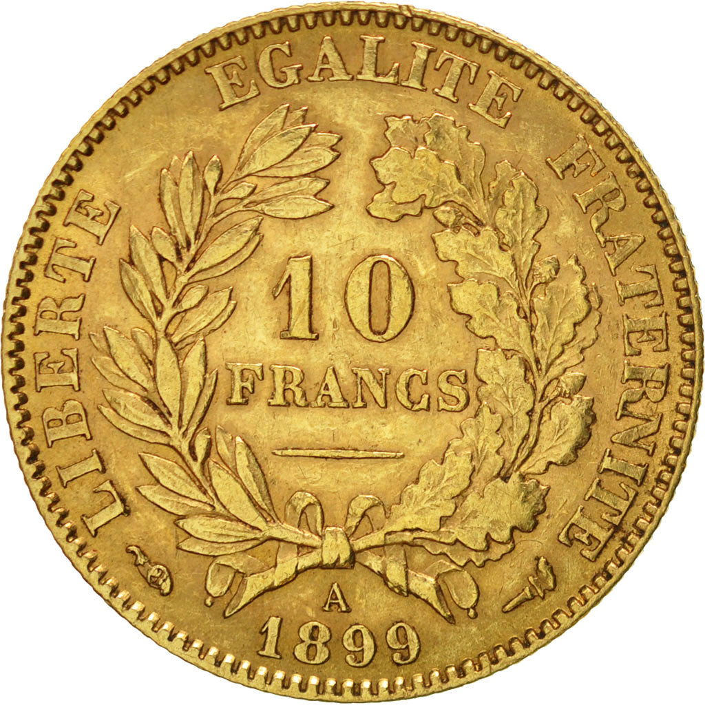 France, Cérès, 10 Francs, 1899, Paris, AU(50-53), Gold, KM:830, Gadoury:1016