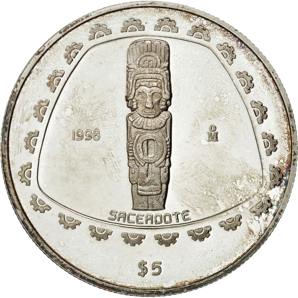 Mexico, 5 Pesos, 1998, Mexico City, MS(63), Silver, KM:664