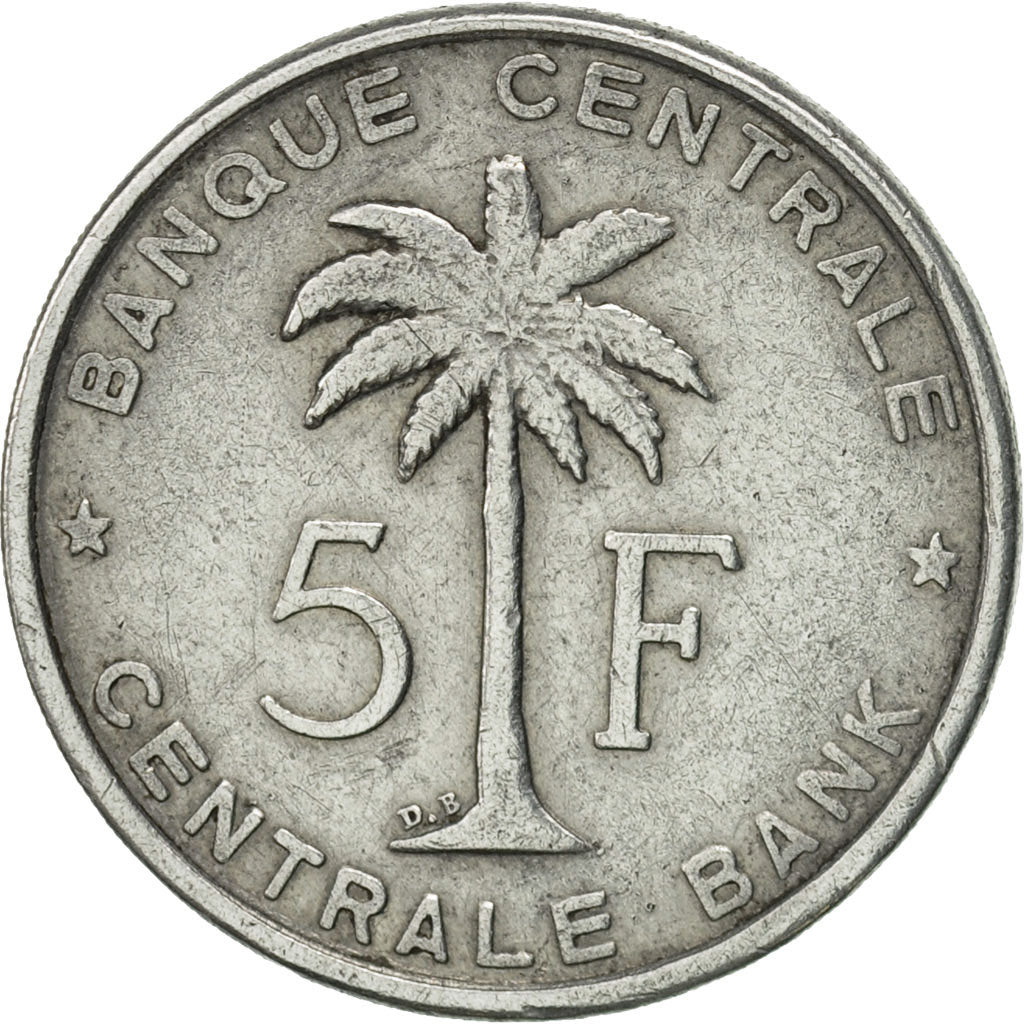 Belgian Congo, RUANDA-URUNDI, 5 Francs, 1959, AU(50-53), Aluminum, KM:3