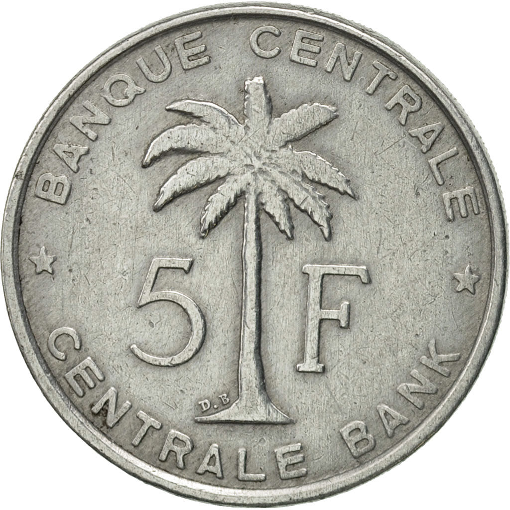 Belgian Congo, RUANDA-URUNDI, 5 Francs, 1958, AU(50-53), Aluminum, KM:3