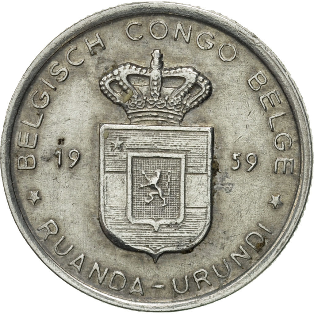 Belgian Congo, RUANDA-URUNDI, Franc, 1959, AU(50-53), Aluminum, KM:4