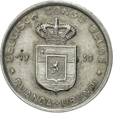Belgian Congo, RUANDA-URUNDI, Franc, 1959, AU(50-53), Aluminum, KM:4