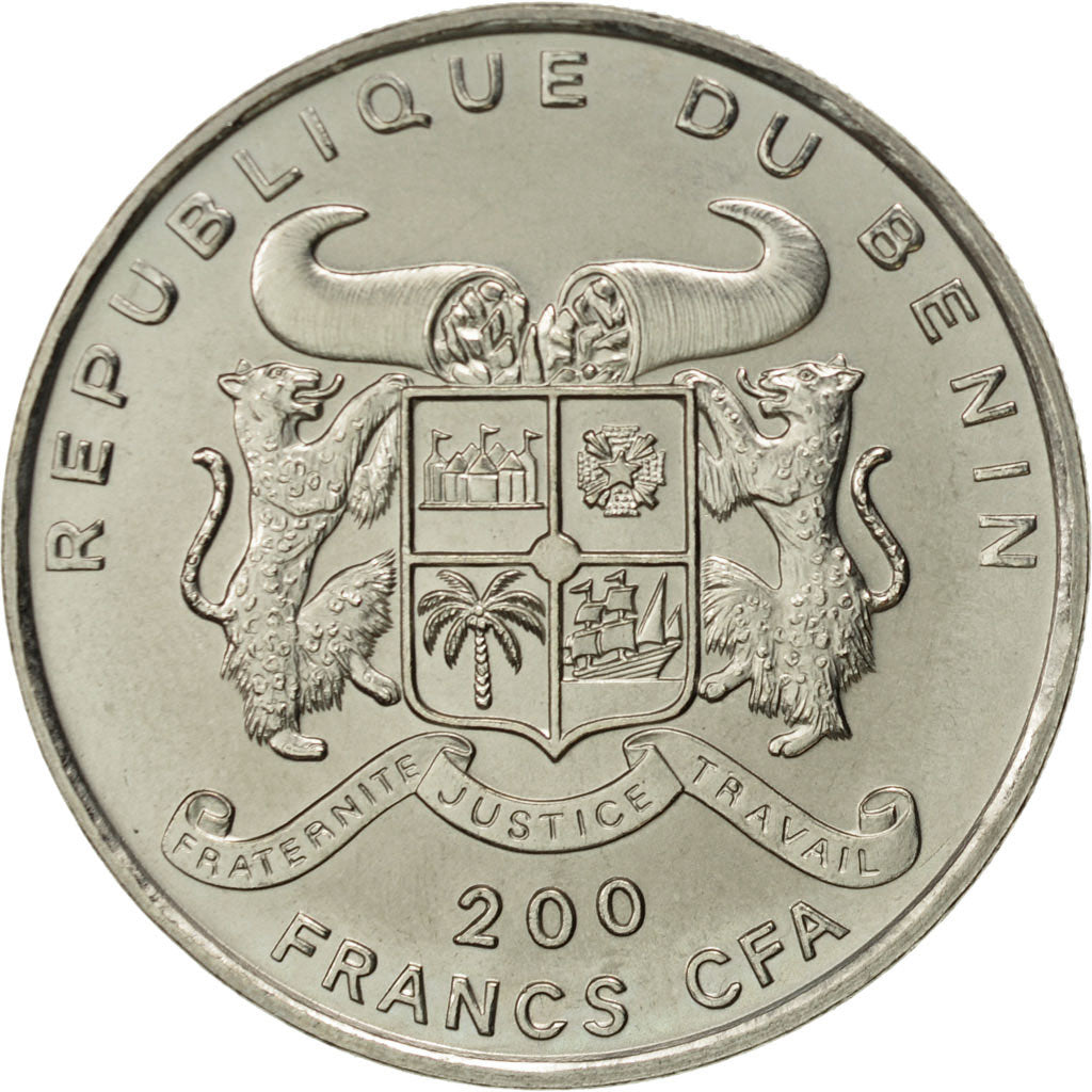Benin, 200 Francs, 1995, AU(55-58), Copper-nickel, KM:16
