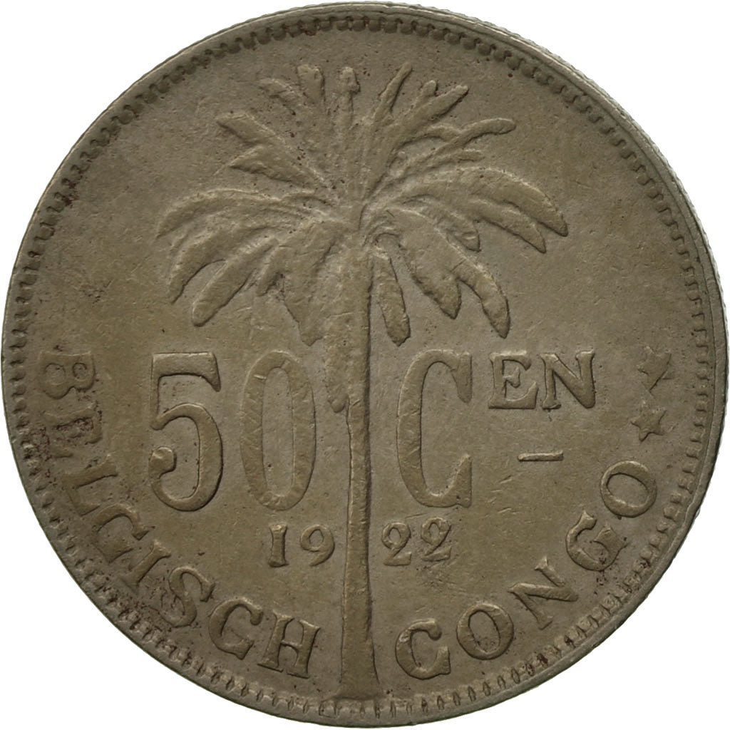 Coin, Belgian Congo, 50 Centimes, 1922, EF(40-45), Copper-nickel, KM:23